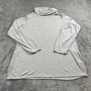 Anthropologie Womens Sweater Size XL Grey Mock Turtleneck Ribbed Viscose Flowy